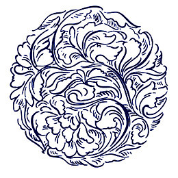 蓝色圆形花朵花纹