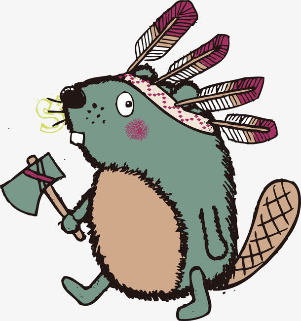 矢量手绘印第安老鼠