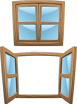 窗户卡通蓝色矢量