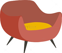 矢量卡通橙红色沙发椅子