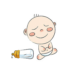 喝奶喝饱的小婴儿
