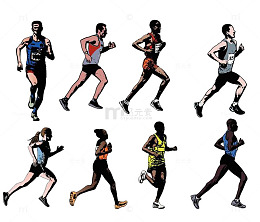 奔跑的多个运动员