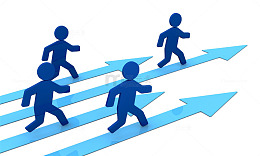 在箭头上面赛跑的人