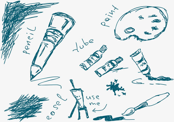 手绘工具插画矢量