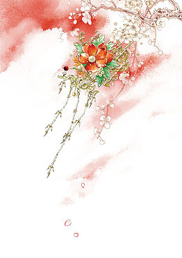 红色水彩画