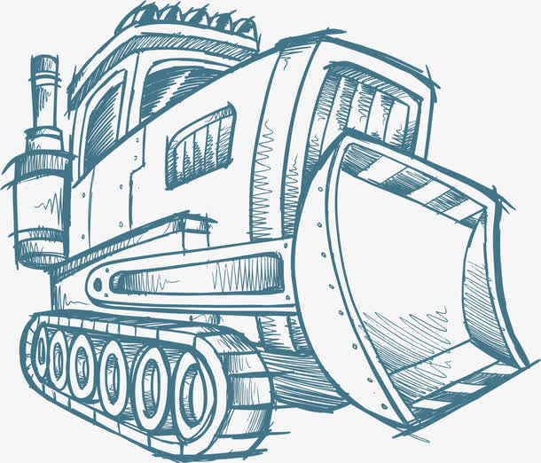 矢量手绘挖土机