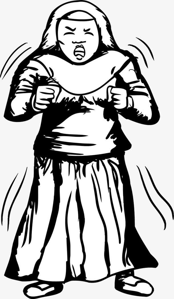 钢笔速写着急大叫的人