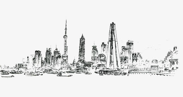 速写高楼图片素材