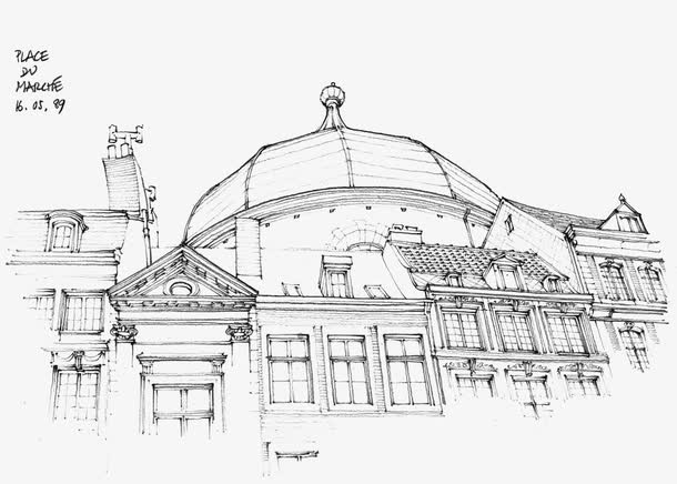 建筑线稿素材免费下载_觅元素