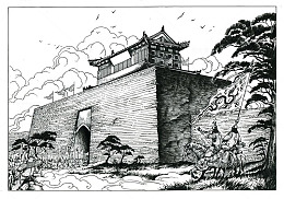 手绘线描山海关第一关