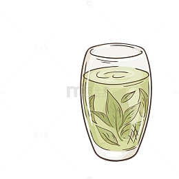 手绘绿茶茶叶