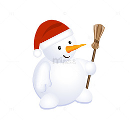 拿扫帚的雪人矢量图