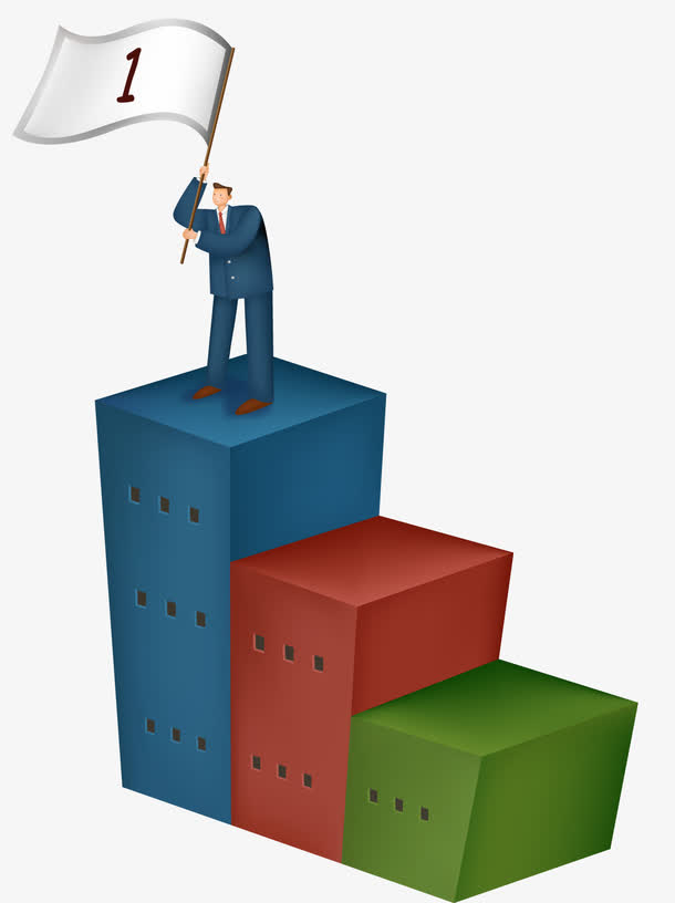 男性职员登顶建筑