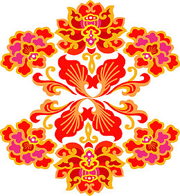花纹六角形红色