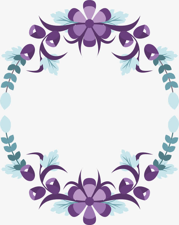 浪漫紫色花朵边框免抠素材免费下载_觅元素51yuansu.com