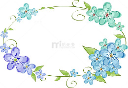 手绘花朵花环免扣素材