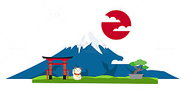 卡通富士山矢量