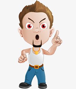 卡通手绘背心金项链坏男人骂人