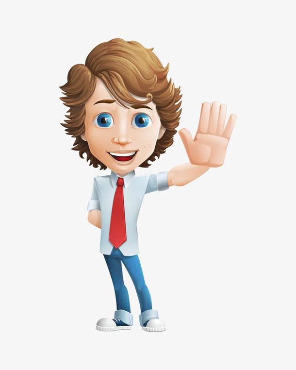 卡通手绘男子禁止手势