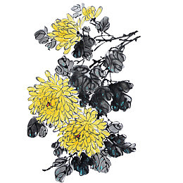 秋菊水墨画