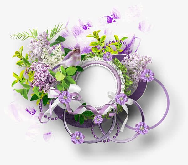 紫色花卉圆环边框
