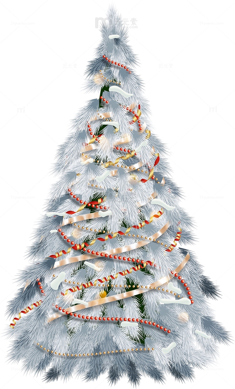 白色绸带圣诞树