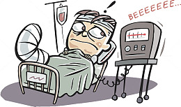 卡通插图病痛骨折住院治疗