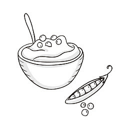 手绘简笔画饭饭碗豌豆