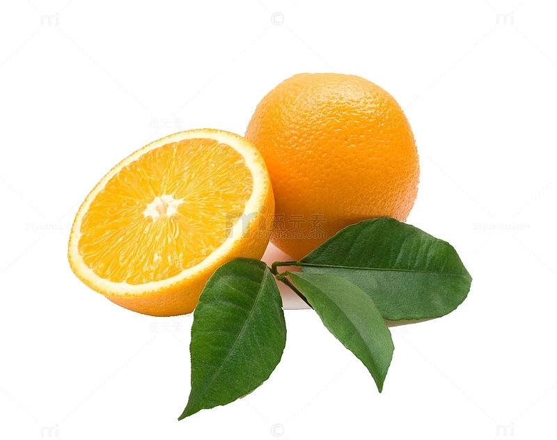 带叶子的橙子