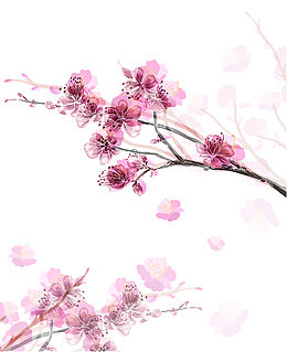 手绘粉色桃花矢量图