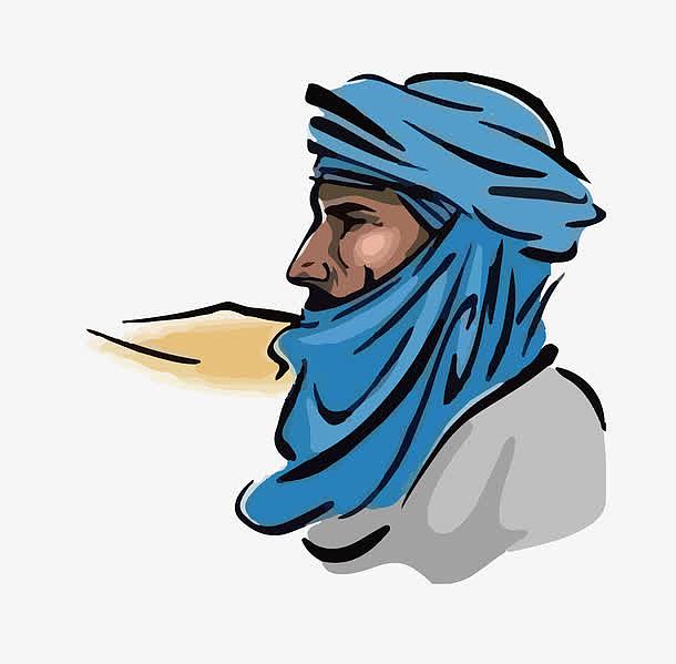 阿拉伯人戴蓝色头巾