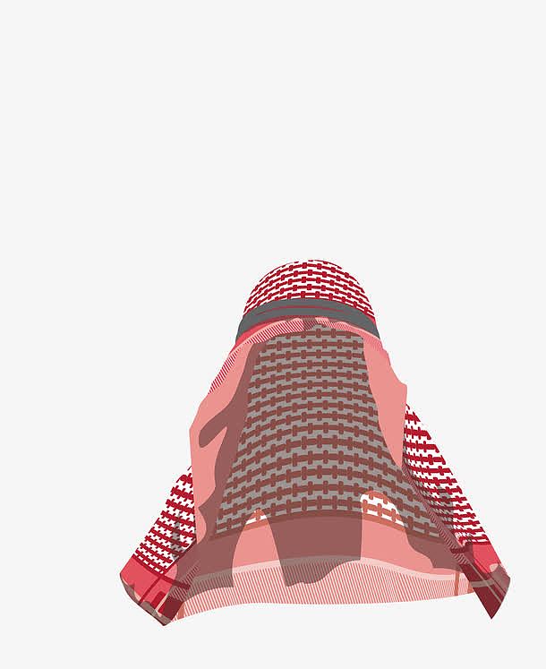 红色格纹阿拉伯头巾
