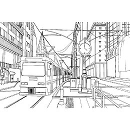 城市街道简笔绘画