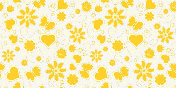 黄色爱心花朵创意底纹背景