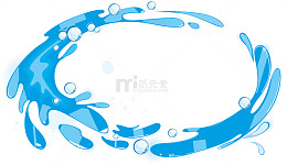 蓝色环状水滴素材