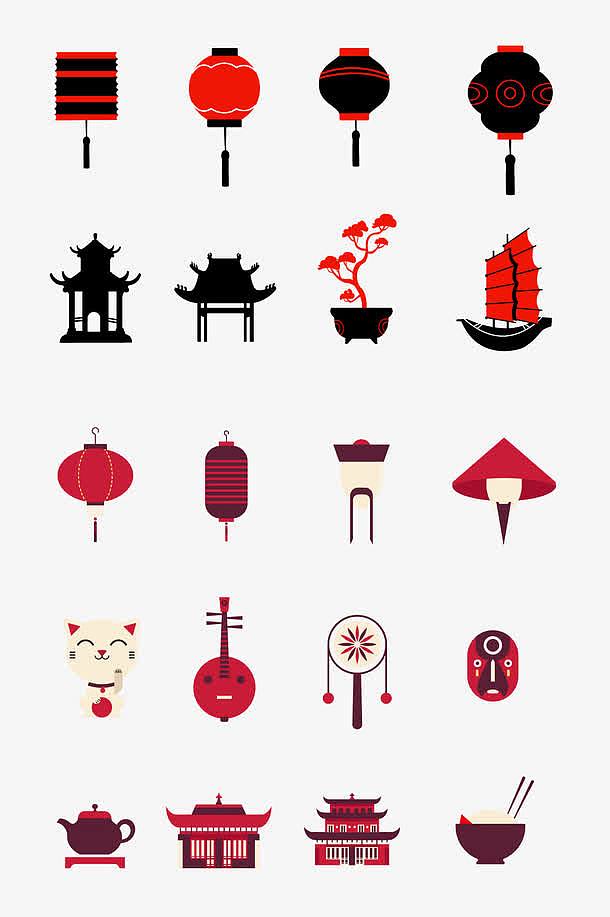 中国风红色装饰素材矢量图