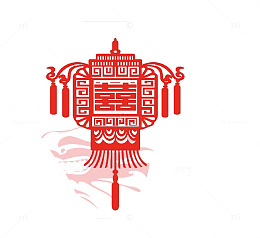 剪纸喜字灯笼