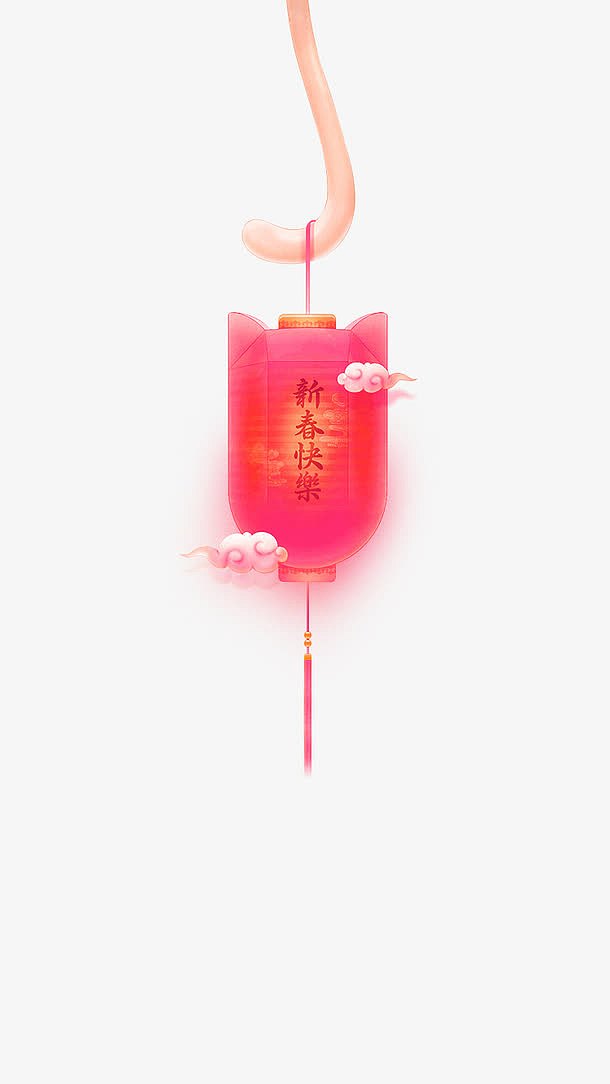 红色中国风新春快乐灯笼节日元素