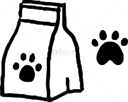 手绘猫粮和脚印