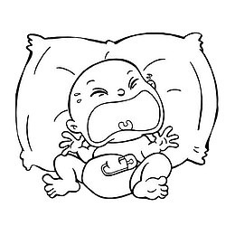 手绘哭闹的婴儿