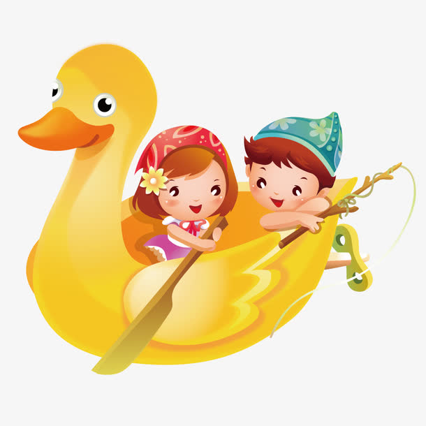 坐在鸭子上的孩子