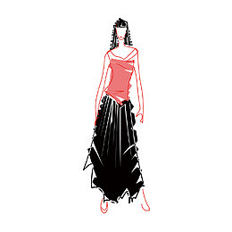 现代潮流美女模特服饰矢量