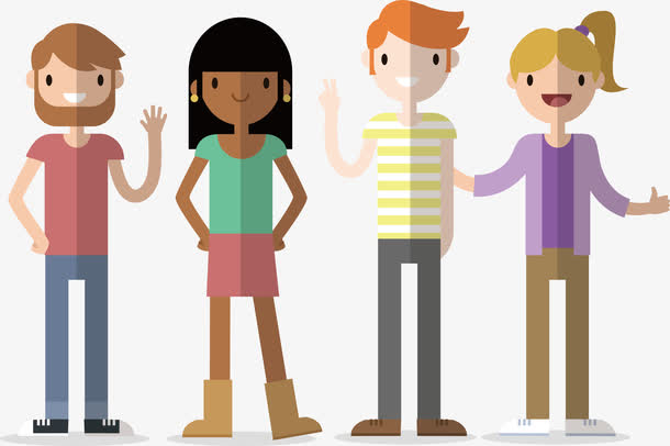 卡通人物,四个人物,项目组,四人组,团队合作[声明] 觅元素所有素材为