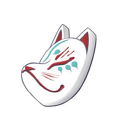 手绘插画风格和风日式面具侧面