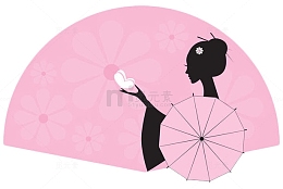简约手绘和风女性剪影