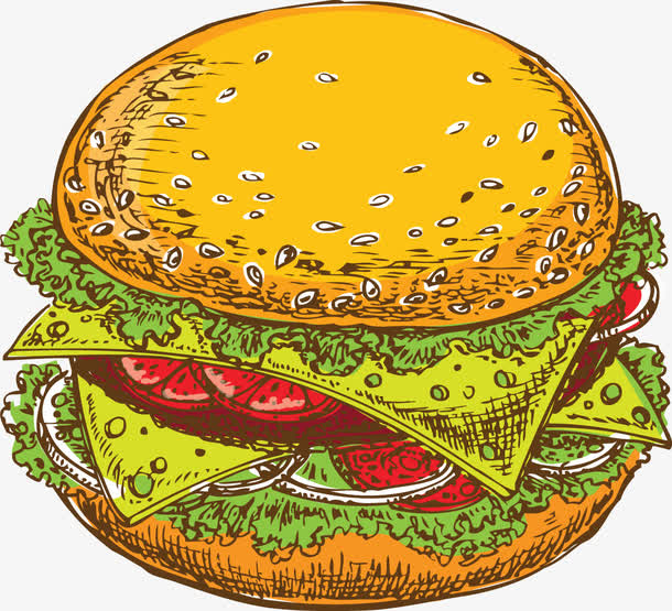 手绘汉堡包