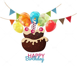 矢量生日气球拉旗