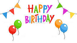 三角拉旗气球生日快乐矢量图