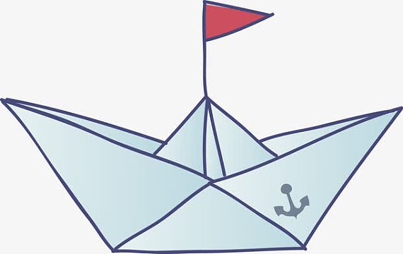 png蓝色江面上的折纸船png纸船aijpg素色折纸船海报背景素材png小船