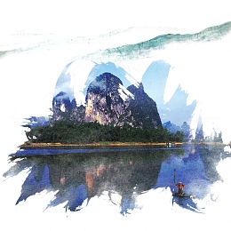 水墨山水情风光装饰